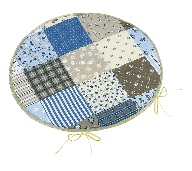 Bellatex Sedák Adéla kulatý hladký, Patchwork modrá - průměr 40 cm