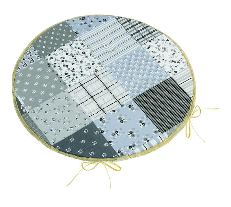 Bellatex Sedák Adéla kulatý hladký, Patchwork šedá - průměr 40 cm
