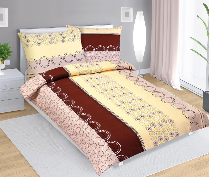 Bellatex Povlečení krepové - béžová kola - 140x200,70x90 cm
