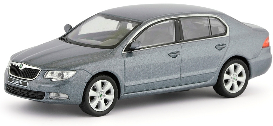 Škoda Superb II (2008) Šedá Steel Metalíza 1:43