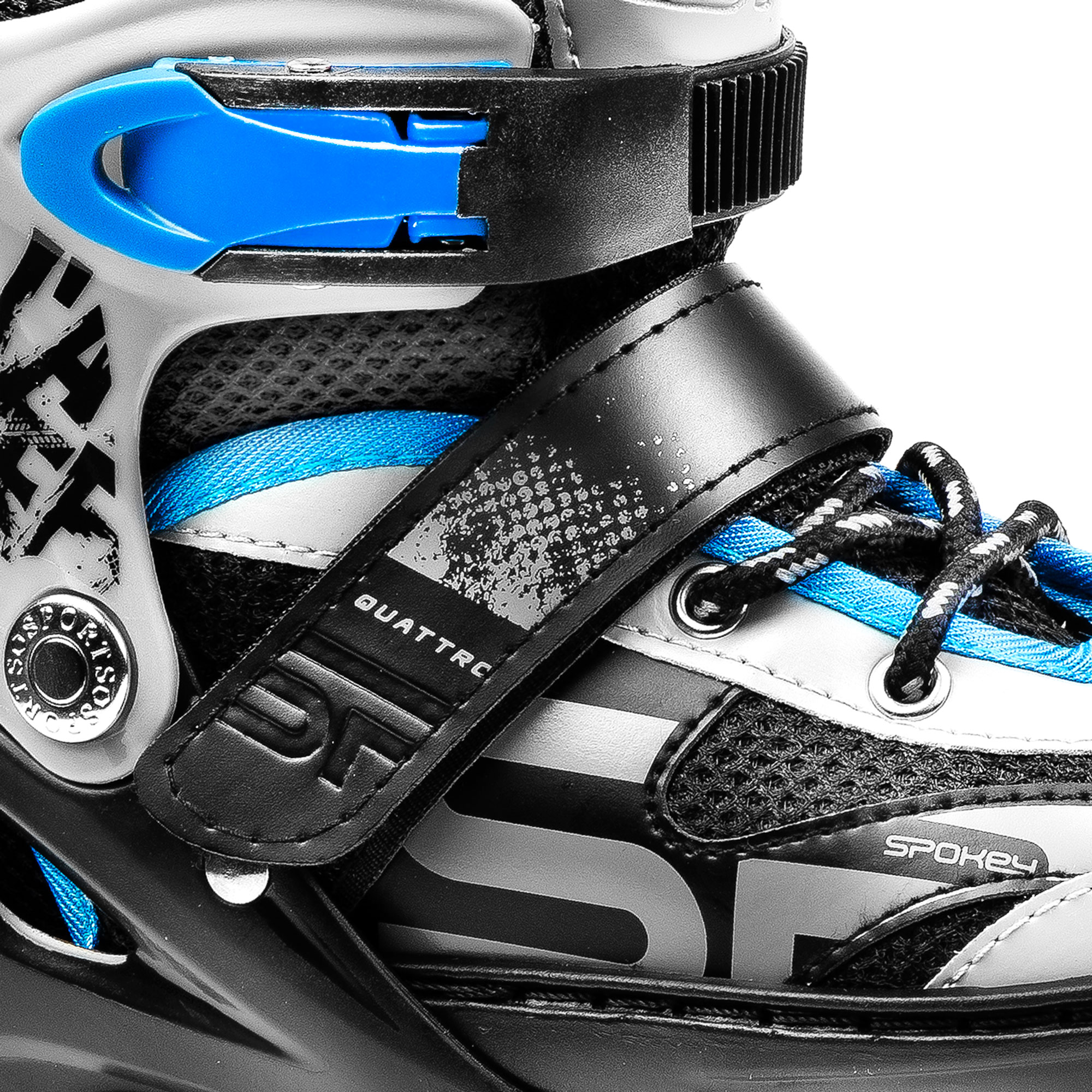 Spokey QUATTRO 4IN1 Brusle černo-šedo-modré, regulovatelné, ABEC7 Carbon, vel. 38-41