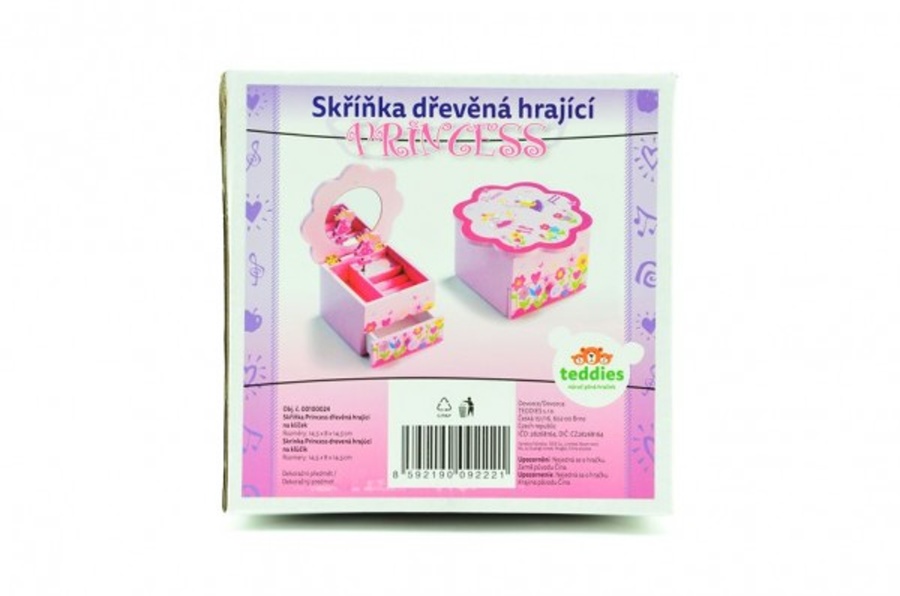Teddies Dětská šperkovnice Princess, 14,5x8x14,5cm