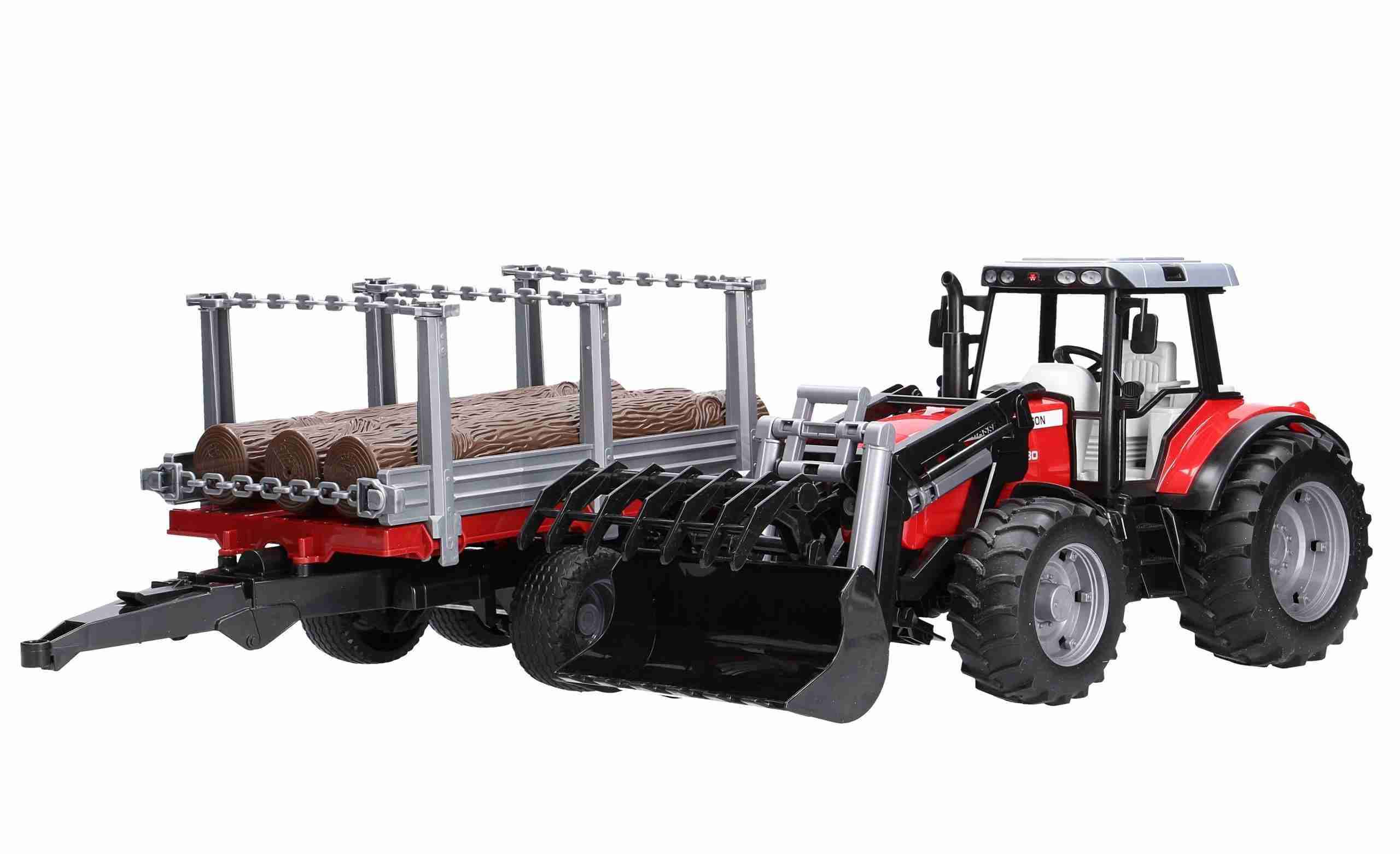 Bruder 2046 Massey Ferguson 7480 s přívěsem na dřevo