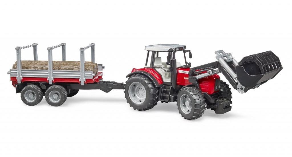 Bruder 2046 Massey Ferguson 7480 s přívěsem na dřevo