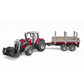 Bruder 2046 Massey Ferguson 7480 s přívěsem na dřevo