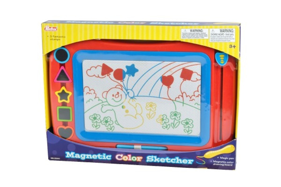 Teddis Magnetická kreslící tabulka v krabici s razítky 43x30cm