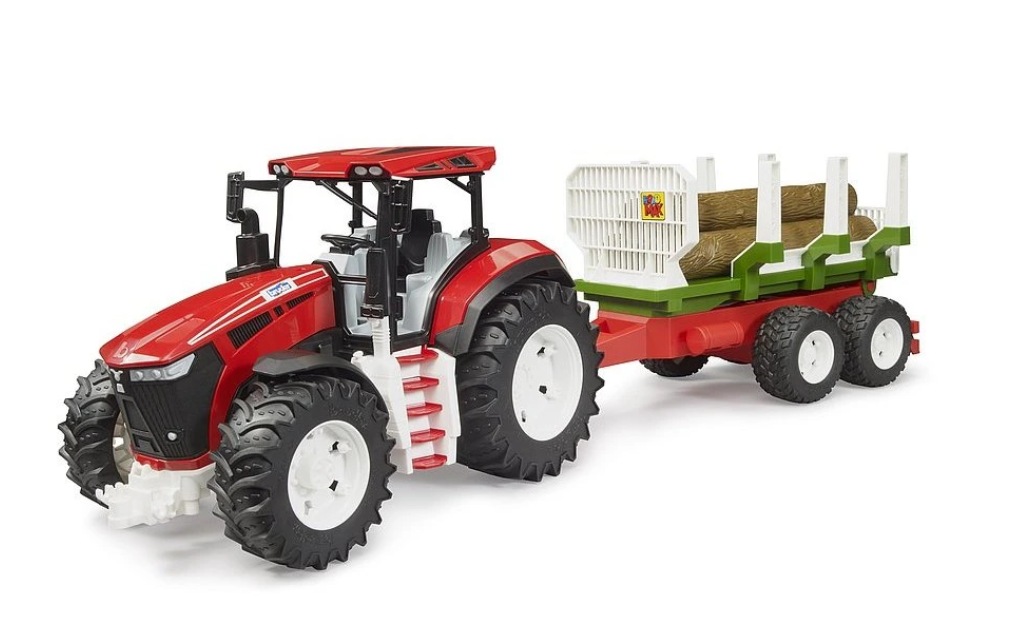 Bruder 3453 ROADMAX Traktor s přívěsem na dřevo a 3 klády