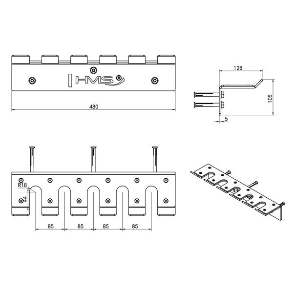 Nástěnný držák HMS STR45 olympijských os