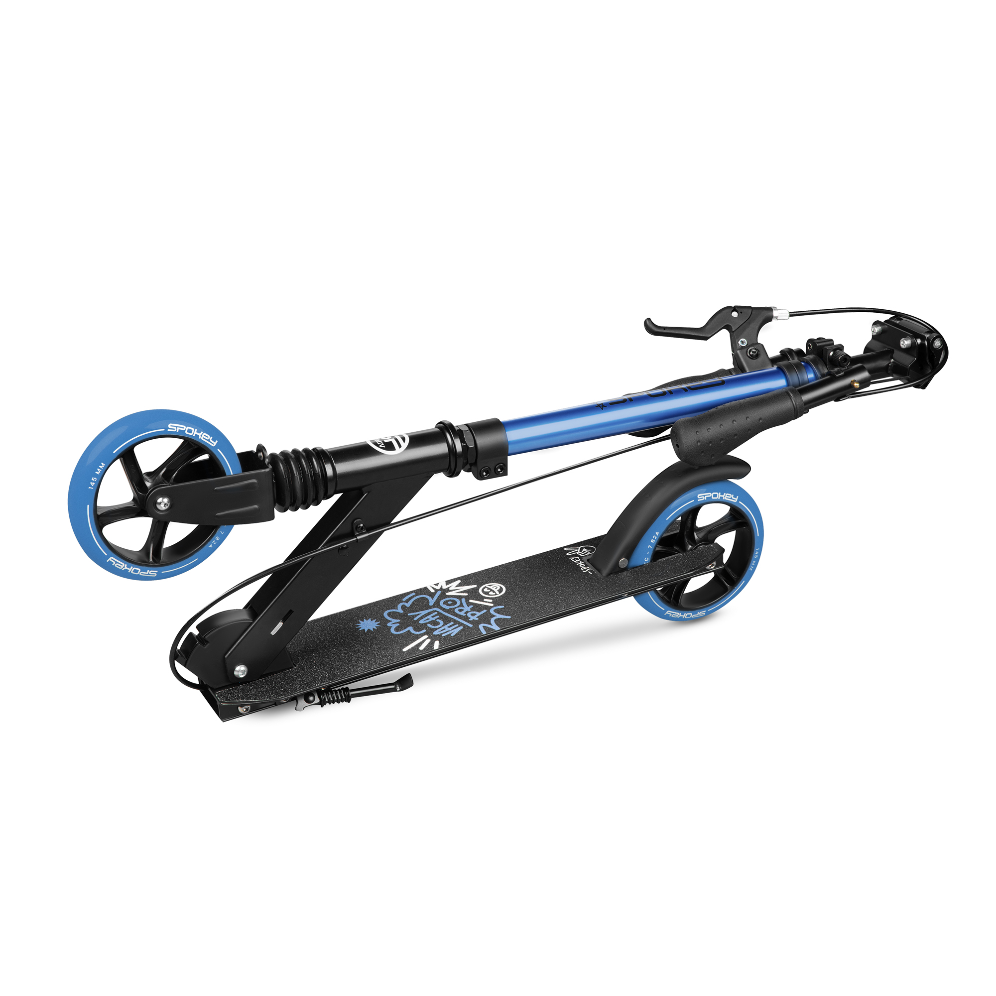 Spokey VACAY Pro Koloběžka s ruční brzdou, kolečka 145 mm, modrá