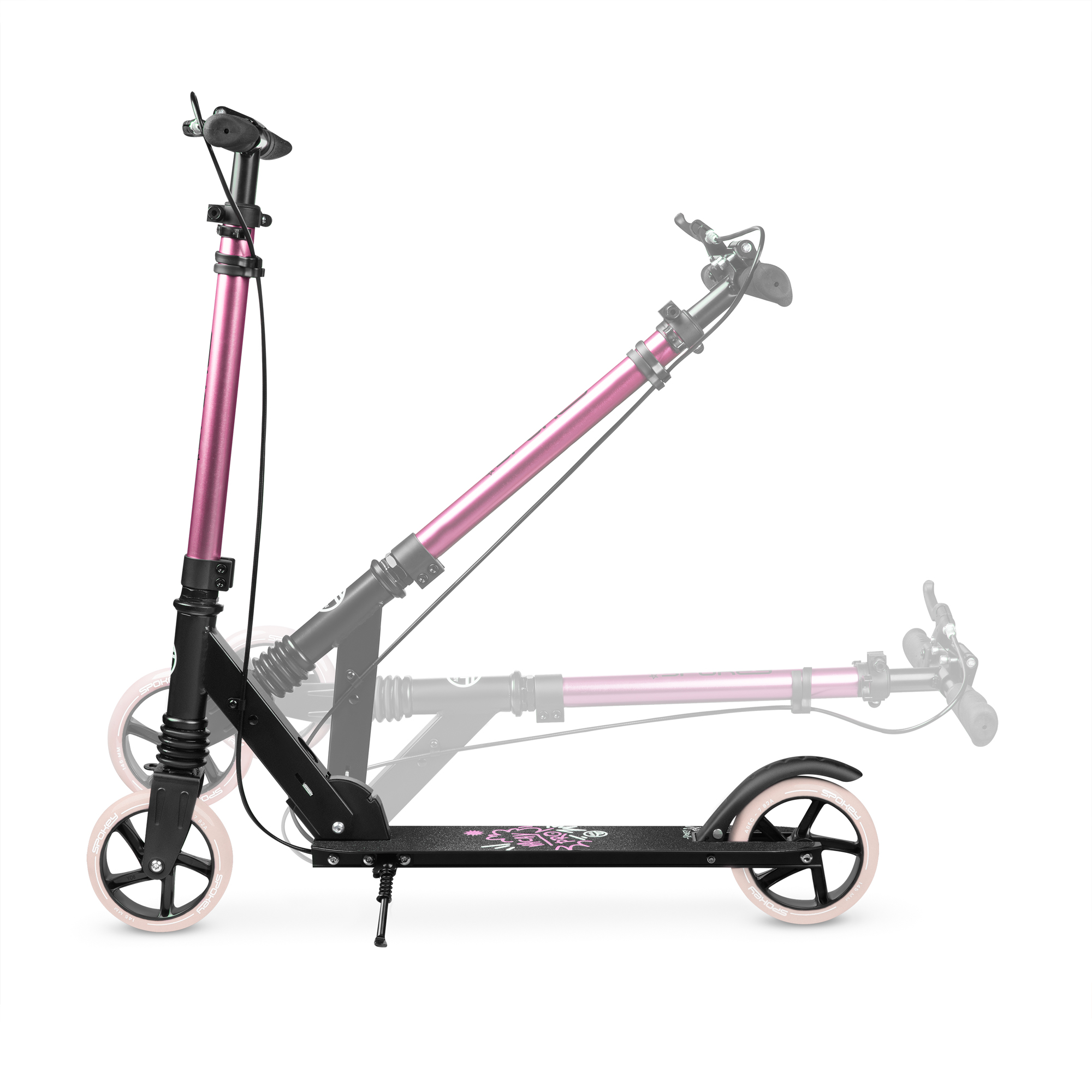 Spokey VACAY Pro Koloběžka s ruční brzdou, kolečka 145 mm, růžová