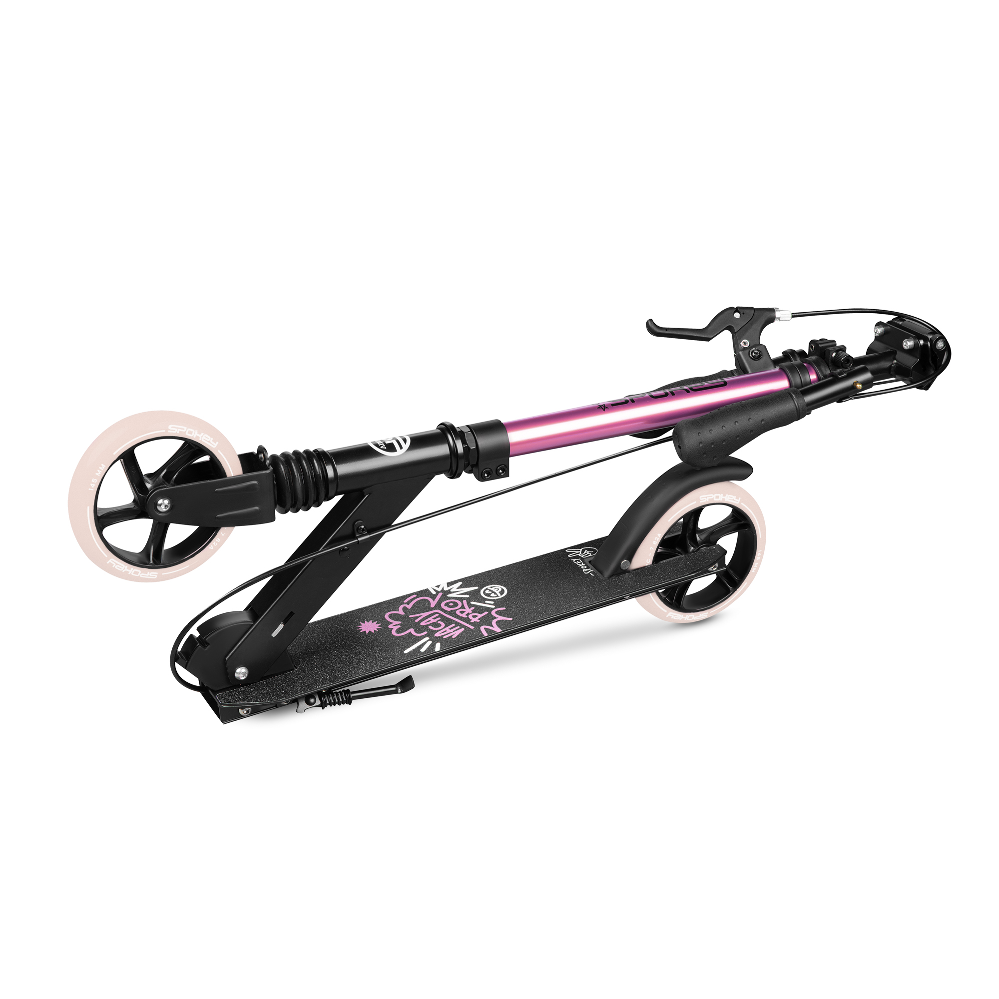 Spokey VACAY Pro Koloběžka s ruční brzdou, kolečka 145 mm, růžová