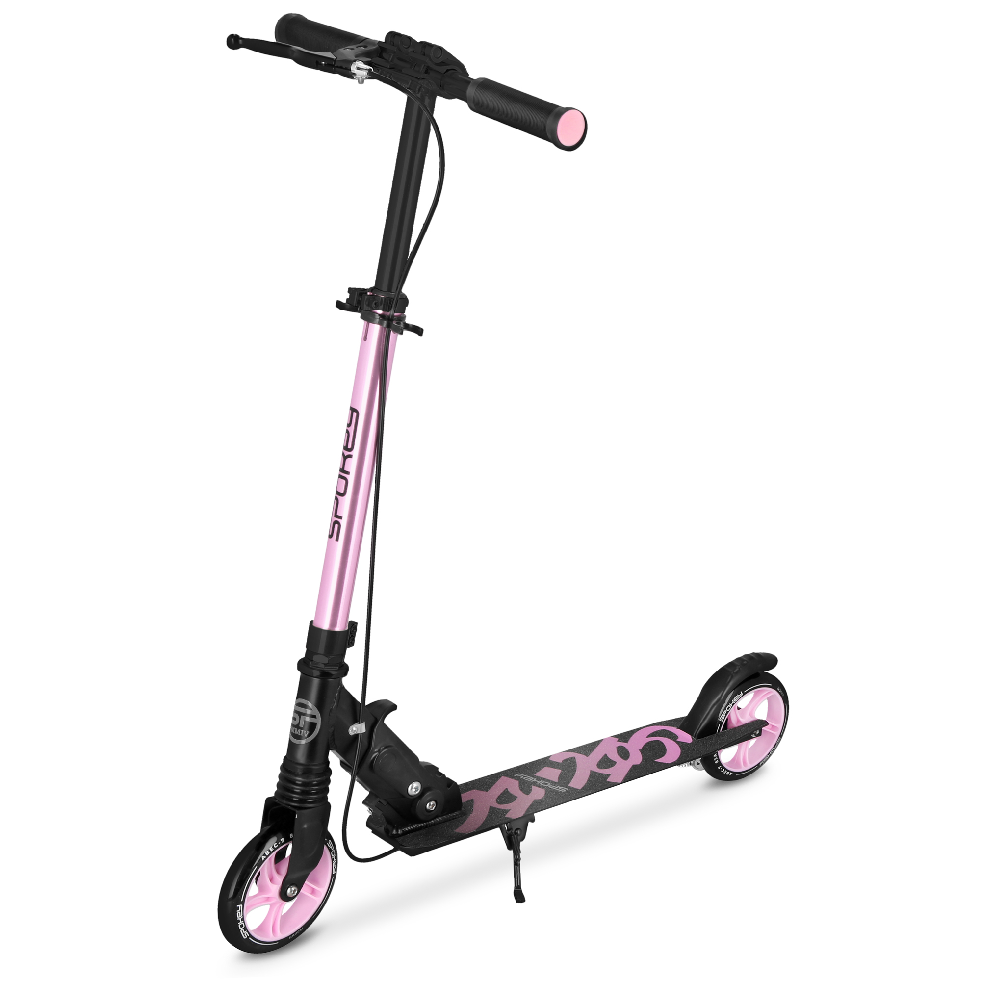 Spokey VACAY Pro Koloběžka s ruční brzdou, kolečka 145 mm, světle růžová