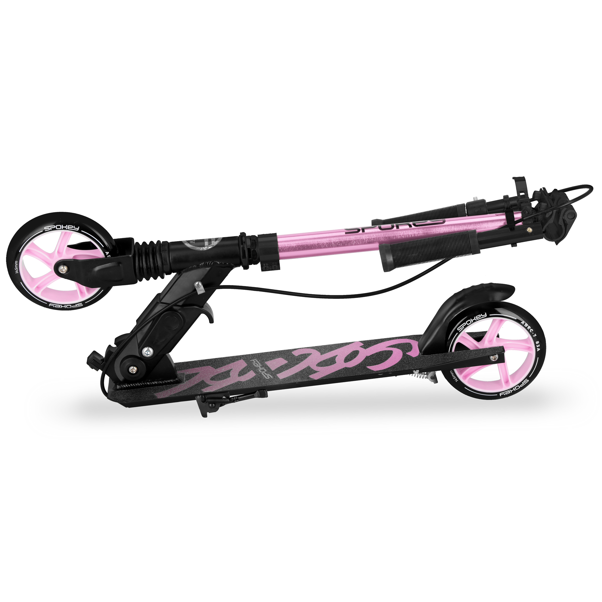 Spokey VACAY Pro Koloběžka s ruční brzdou, kolečka 145 mm, světle růžová