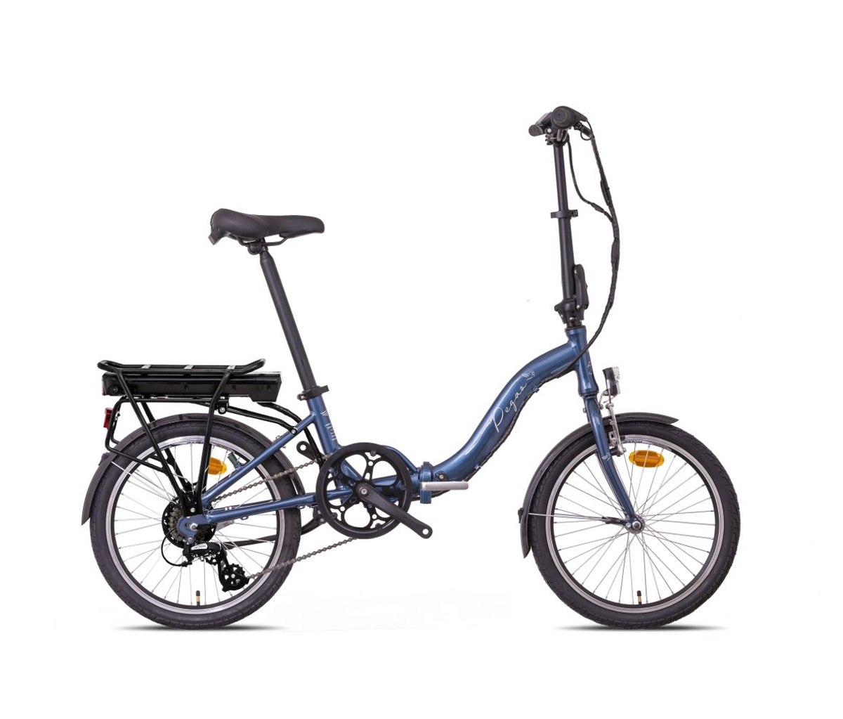 Liberty e-Pegas 7spd Skládací elektrokolo 36V, 10,4 Ah, zadní motor, modré