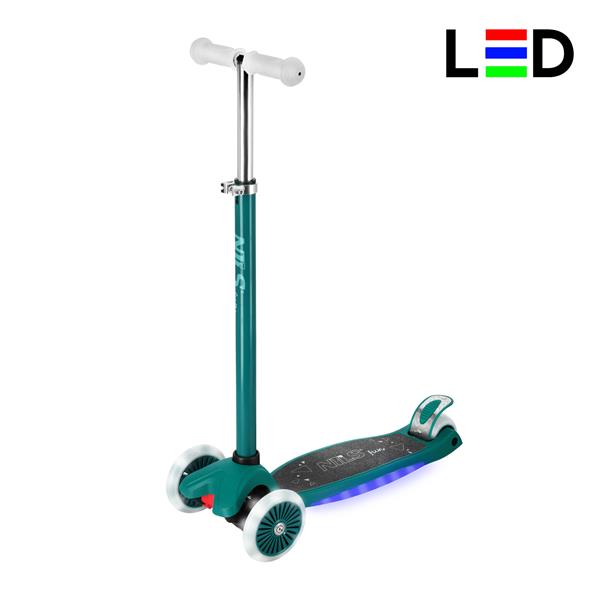 NILS Fun HLB1310 Dětská tříkolová koloběžka s LED, zelená