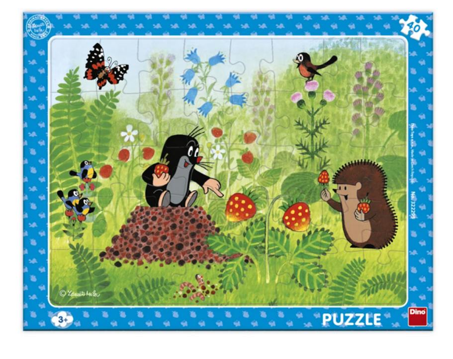 Deskové puzzle 40 dílků - Krtek a jahody