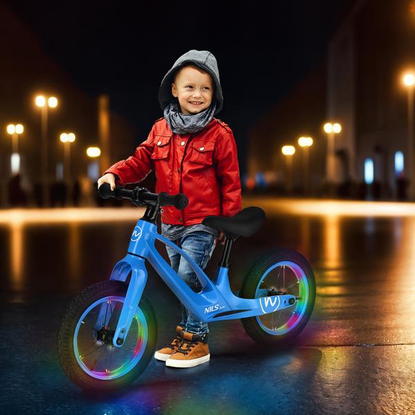 Nils Fun RB901 Dětské odrážedlo 12", pumpovatelná kola s LED, modré