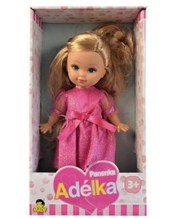 Made Panenka Adélka 27cm, tmavě růžové šaty