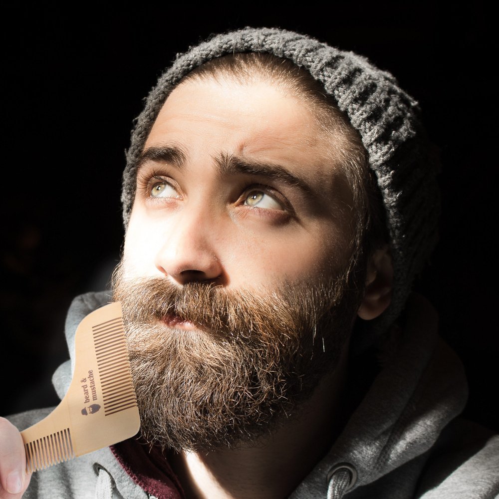 Beard Mustache Dřevěný hřeben na vousy, dárková sada 2ks