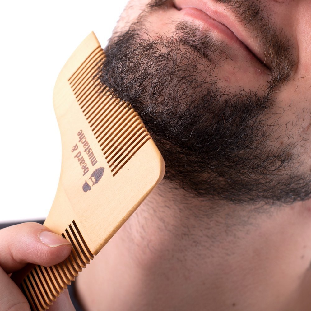 Beard Mustache Dřevěný hřeben na vousy, dárková sada 2ks
