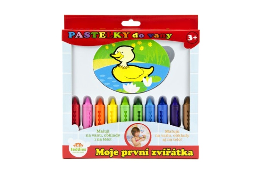 Pastelky do vany, Moje první zvířátka 10ks s houbičkou