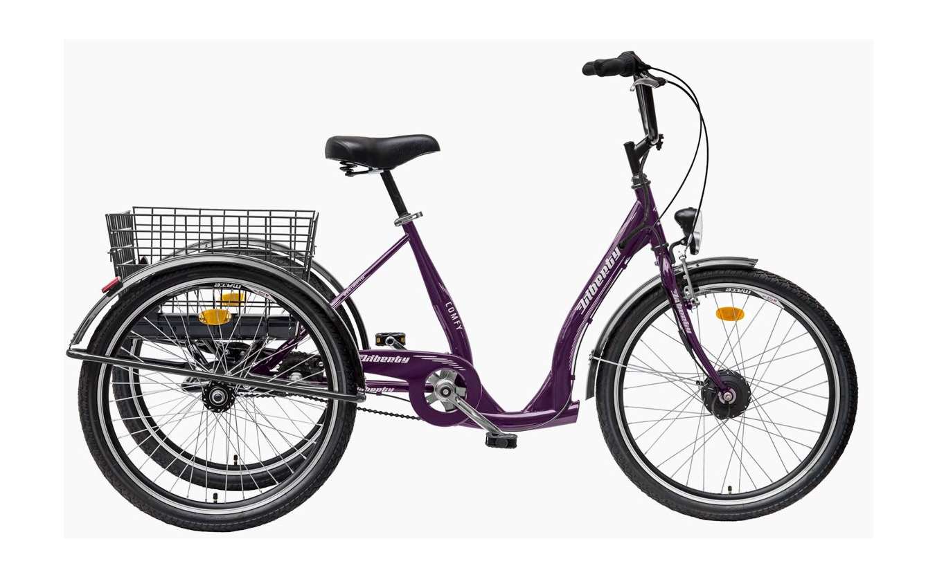 Elektro Tříkolka Liberty e-COMFY 24" 3spd. 2026 fialová 36V 14Ah, barevný displej