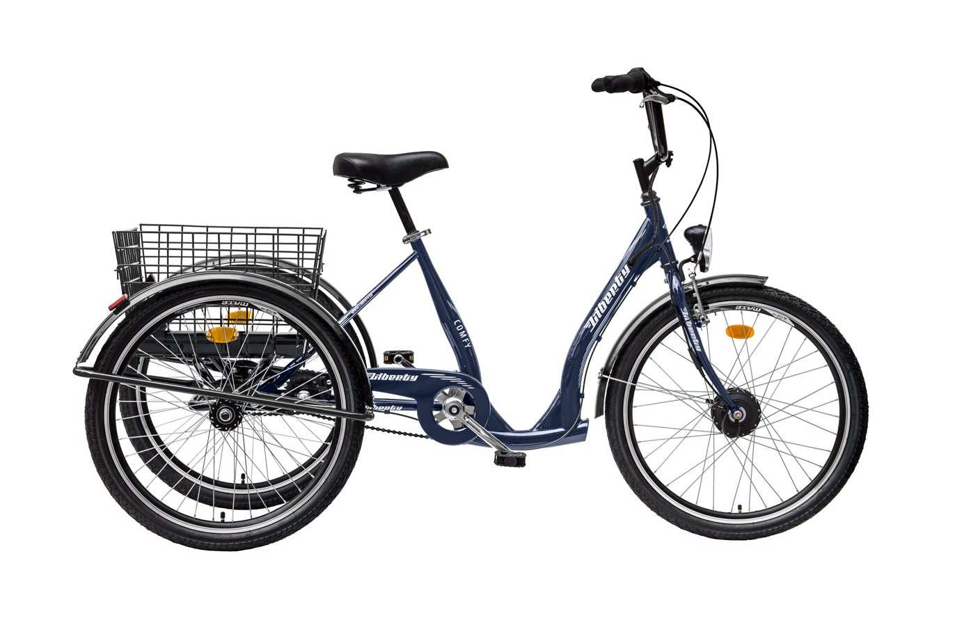 Elektro Tříkolka Liberty e-COMFY 24" 3spd. 2026 modrá 36V 17,5Ah, barevný displej