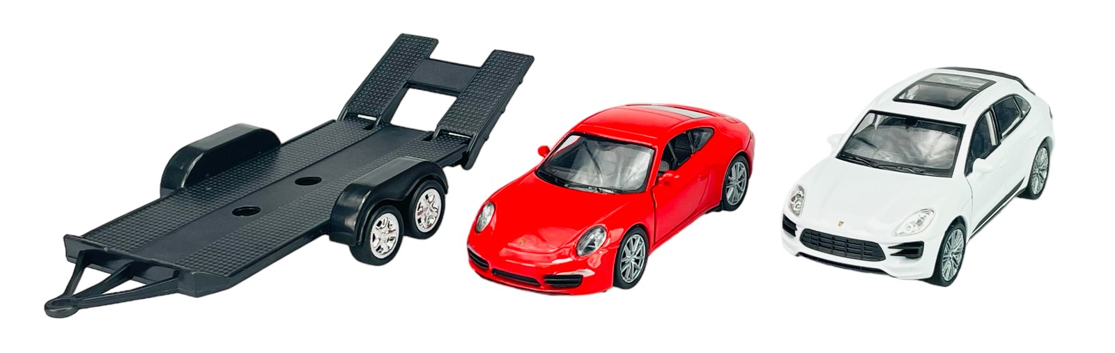 Welly Trailer set Porsche Macan, Porsche 911, 1:34