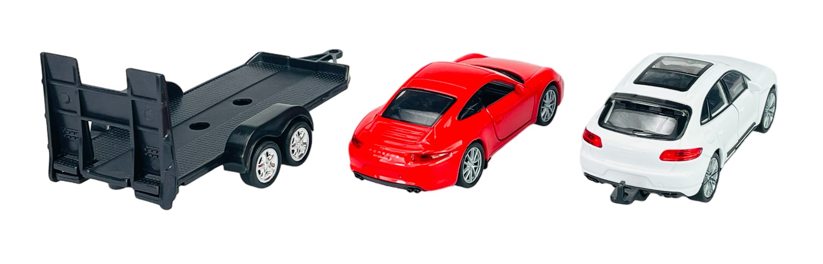 Welly Trailer set Porsche Macan, Porsche 911, 1:34