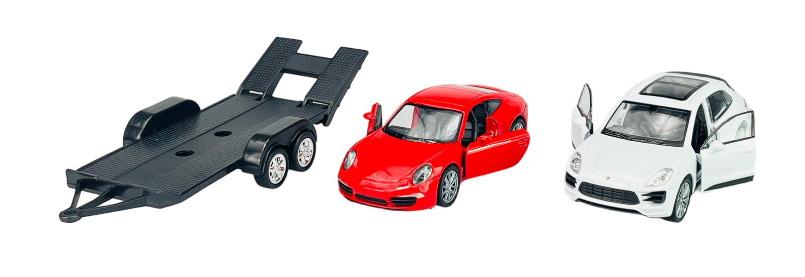 Welly Trailer set Porsche Macan, Porsche 911, 1:34