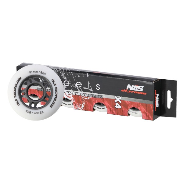 Nils Extreme Kolečka PU 72x24 82A, Bílá matná, Sada 4ks