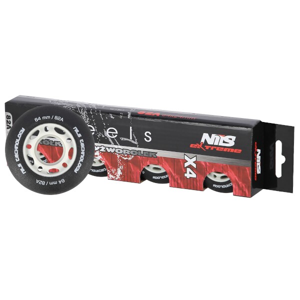 Nils Extreme Kolečka PU 64x24 82A, Černá matná, Sada 4ks