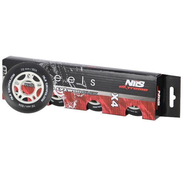 Nils Extreme Kolečka PU 72x24 82A, Černá matná, Sada 4ks