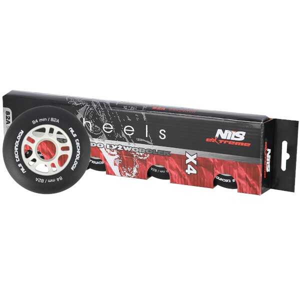 Nils Extreme Kolečka PU 84x24 82A, Černá matná, Sada 4ks