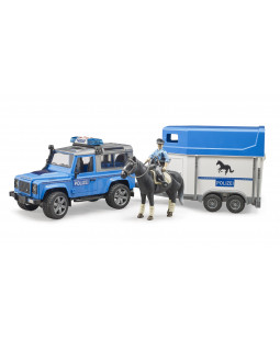 Bruder 2588 Land Rover, Policie, přepravník, figurka, kůň