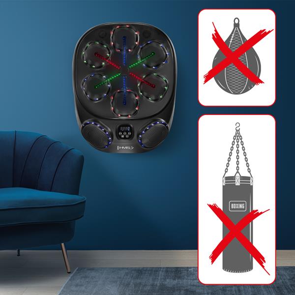 Elektronický boxerský terč HMS TB10 s LED, Bluetooth, rukavice (Music Boxing Machine)
