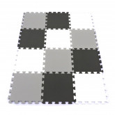 Pěnový koberec MAXI EVA 12, bílo-černo-šedý