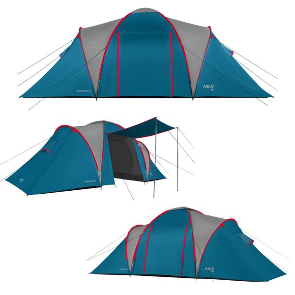 Rodinný stan NILS Camp NC6431 Highland IV, 4 osoby, modro-šedý