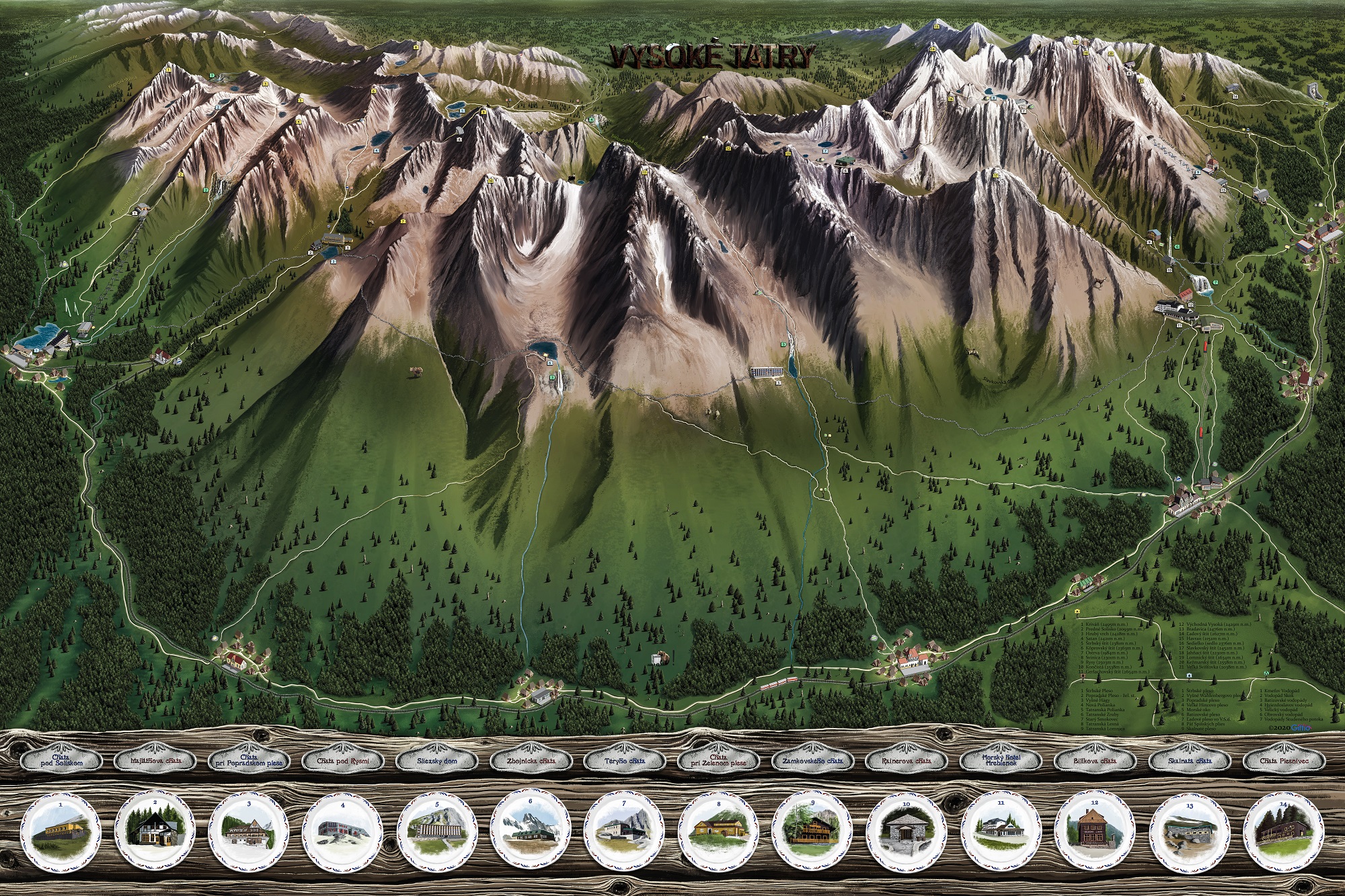 Giftio Stírací mapa Vysoké Tatry Deluxe XL, Letní edice