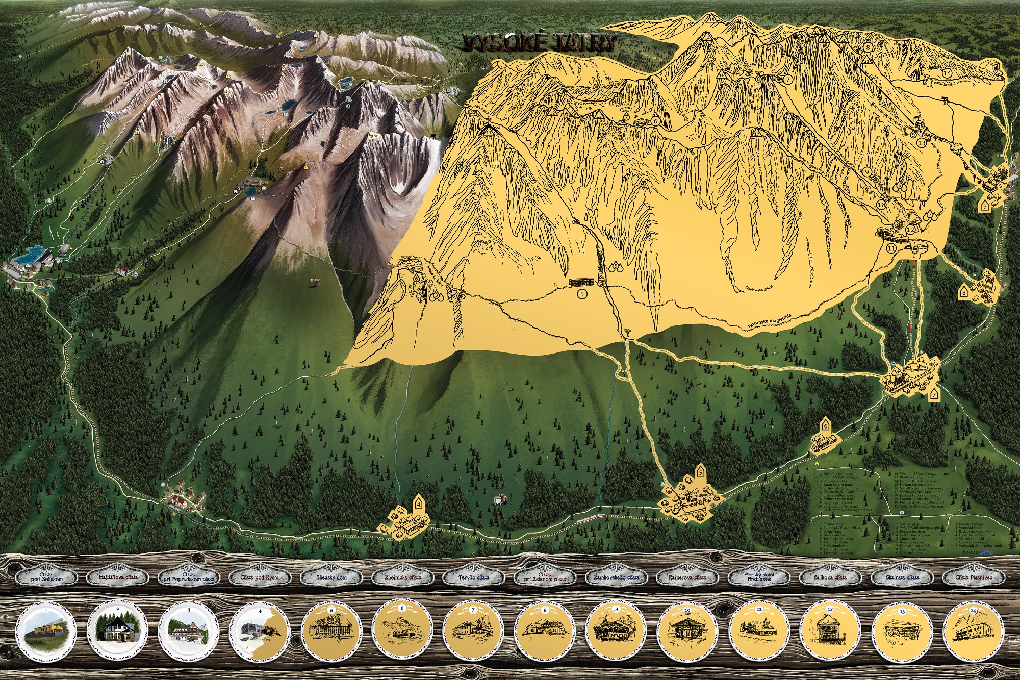 Giftio Stírací mapa Vysoké Tatry Deluxe XL, Letní edice