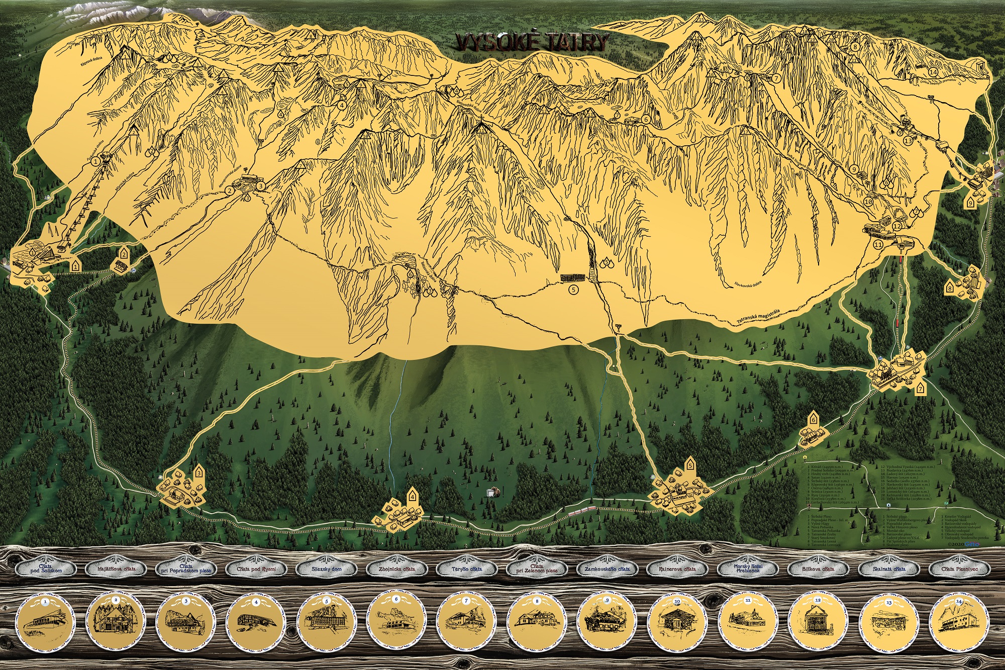 Giftio Stírací mapa Vysoké Tatry Deluxe XL, Letní edice