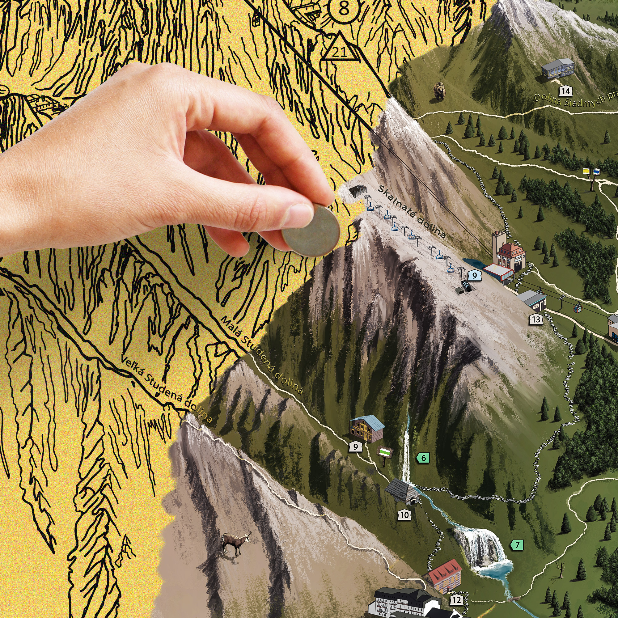 Giftio Stírací mapa Vysoké Tatry Deluxe XL, Letní edice