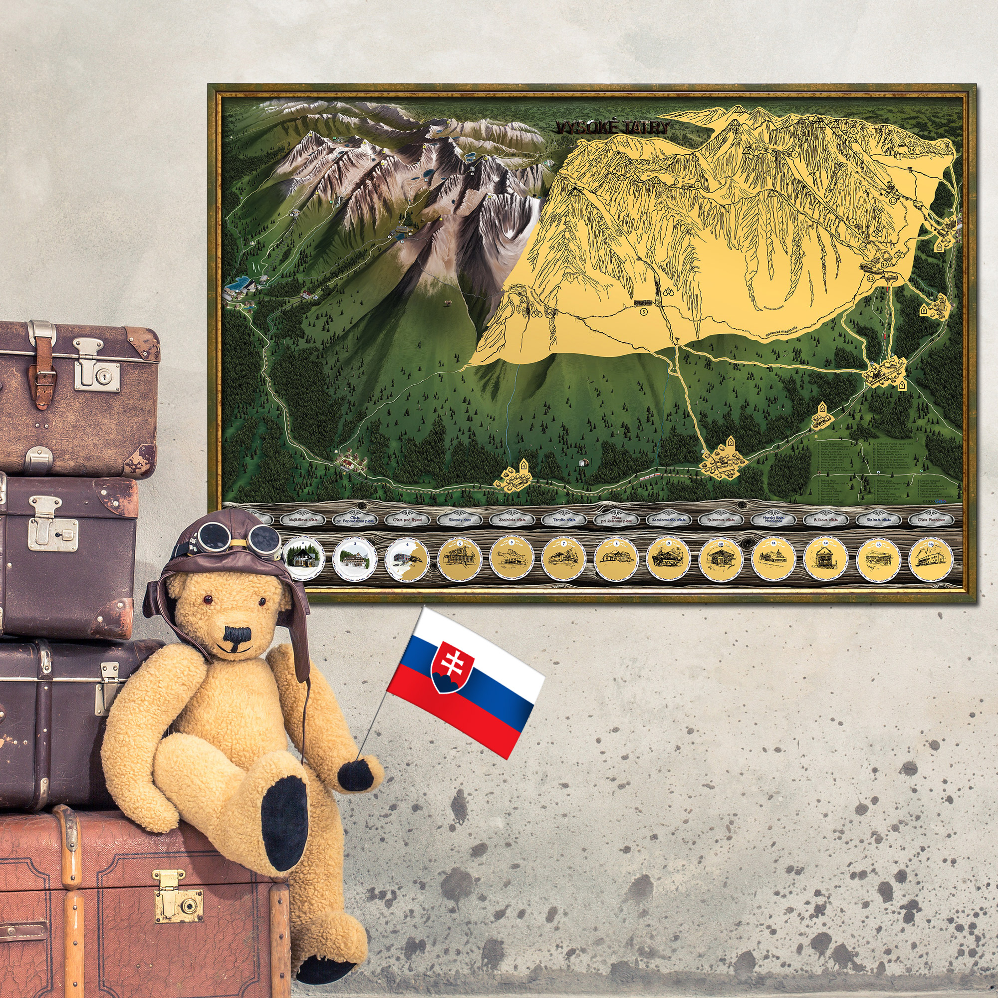 Giftio Stírací mapa Vysoké Tatry Deluxe XL, Letní edice