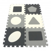 Pěnový koberec MAXI EVA Geo., bílo-černo-šedý