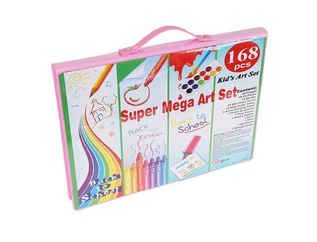 Iso Trade kreativní a výtvarná sada 168ks, růžový plastový kufřík