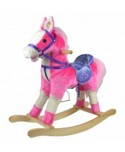 Teddies Houpací plyšový růžový kůň na baterie 71cm se zvukem a pohybem