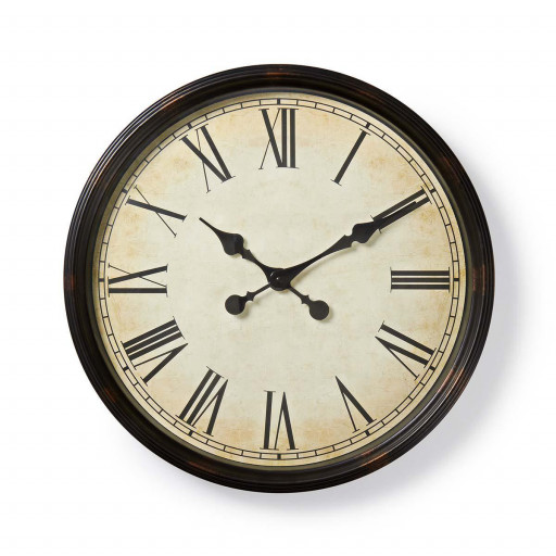 Nedis Kulaté nástěnné retro hodiny, černé, průměr 50 cm