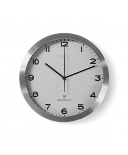 Nedis Hliníkové nástěnné hodiny řízené rádiem, průměr 30 cm