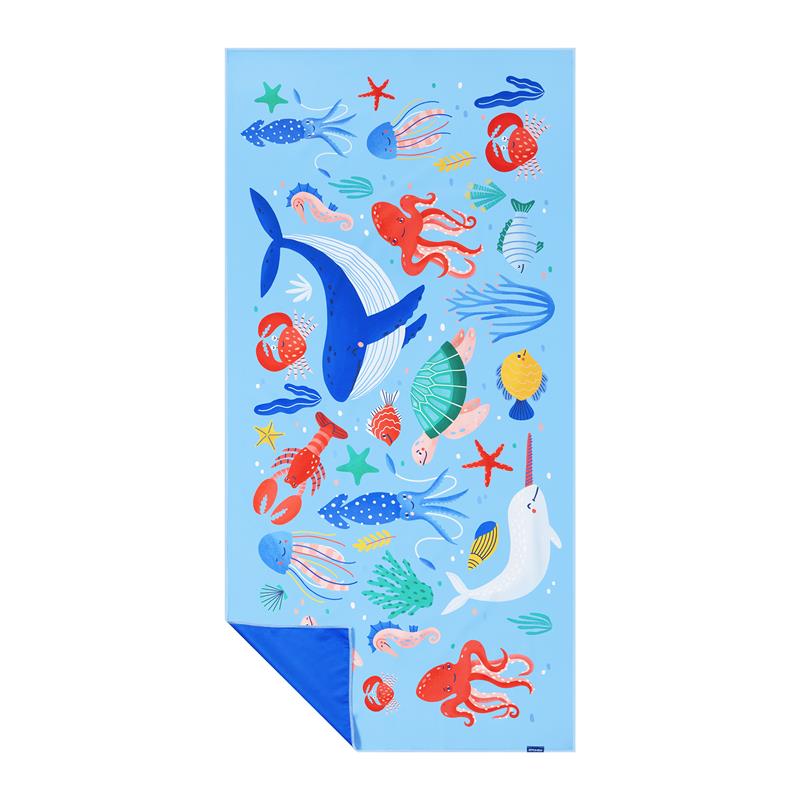 Spokey KIDDY Rychleschnoucí sportovní ručník, 80x160cm, mořský svět
