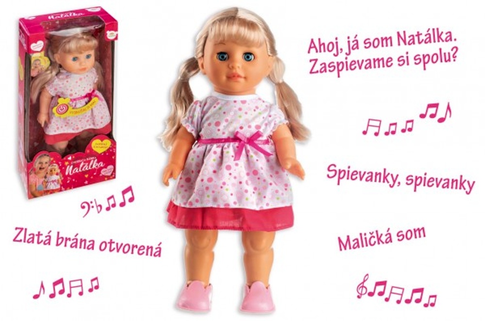 Panenka Natálka chodící a zpívající slovenské písničky, 42 cm